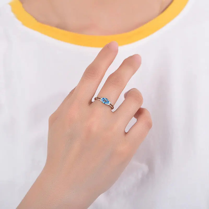 Serene Beauty Aquamarine Ring – Enhanced with Topaz Crystals - Gems Ritual