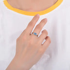 Serene Beauty Aquamarine Ring – Enhanced with Topaz Crystals - Gems Ritual