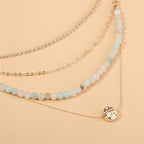 Diamond Necklace with Natural Gemstone Beads – Layered Style - Gems Ritual