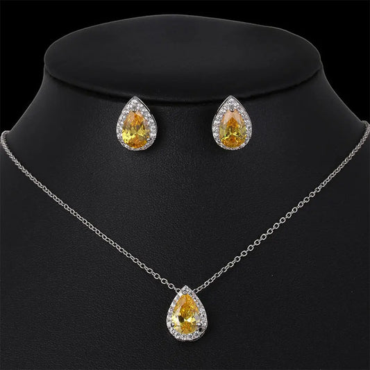 Glamorous Teardrop Zircon Wedding Set Gems Ritual