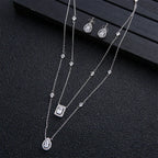 Elegant Zircon Set with Drop Earrings and Square Necklace - Gems Ritual