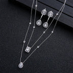 Elegant Zircon Set with Drop Earrings and Square Necklace - Gems Ritual
