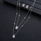 Elegant Zircon Set with Drop Earrings and Square Necklace - Gems Ritual