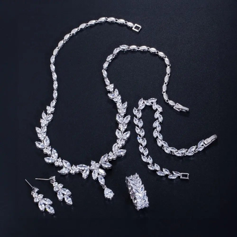 Timeless Zircon Bridal Set – Necklace and Earrings - Gems Ritual