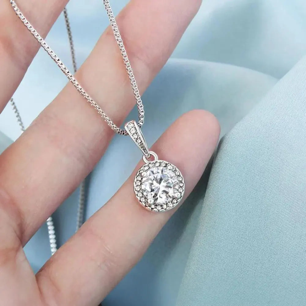 Personalized Necklace with Round Zircon Pendant in Luxury Gift Box Gems Ritual