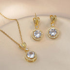 Dazzling Zircon Jewelry Set – Necklace and Earrings in Gold Finish - Gems Ritual