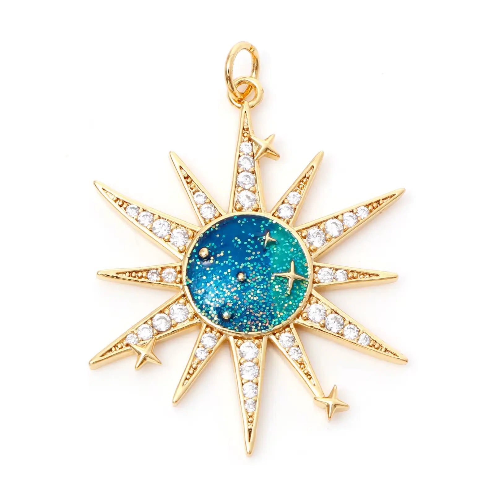Celestial Zircon Necklace – Sun, Moon & Star Jewelry Gems Ritual