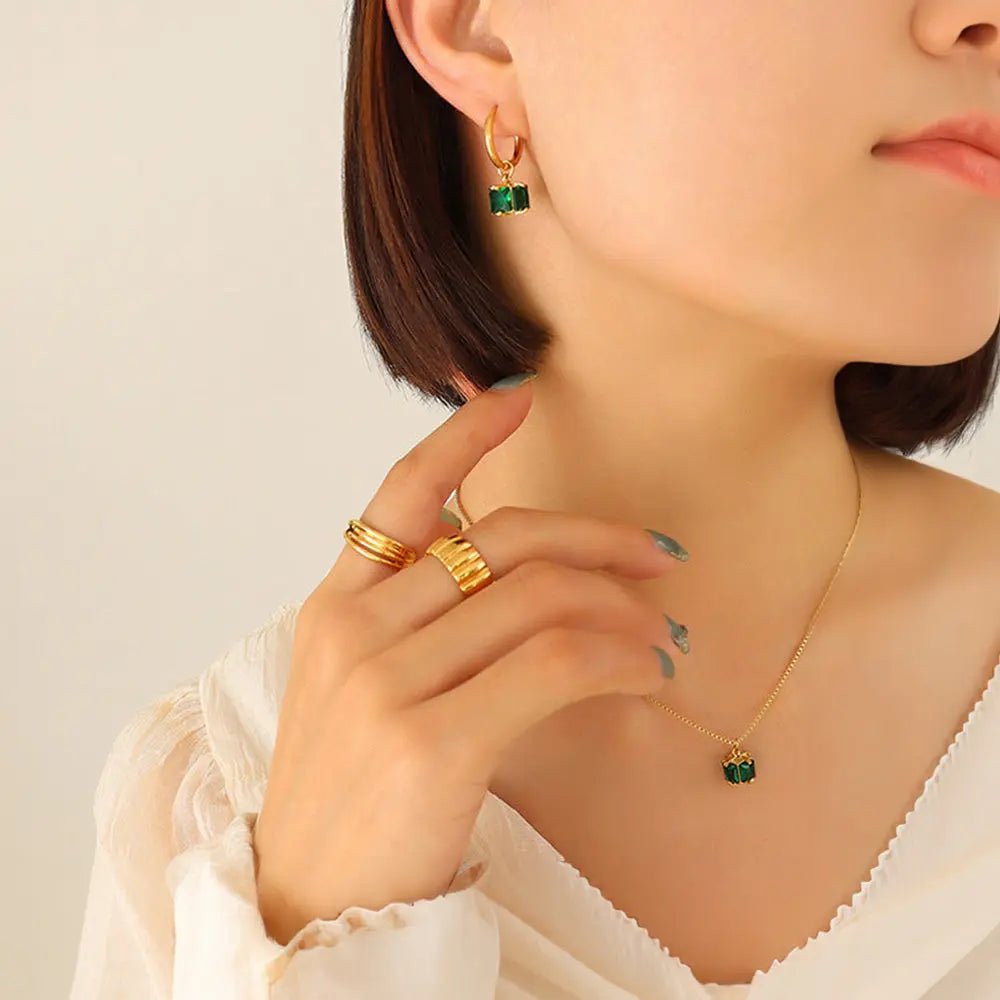 Green Zircon Necklace and Earrings - Gems Ritual